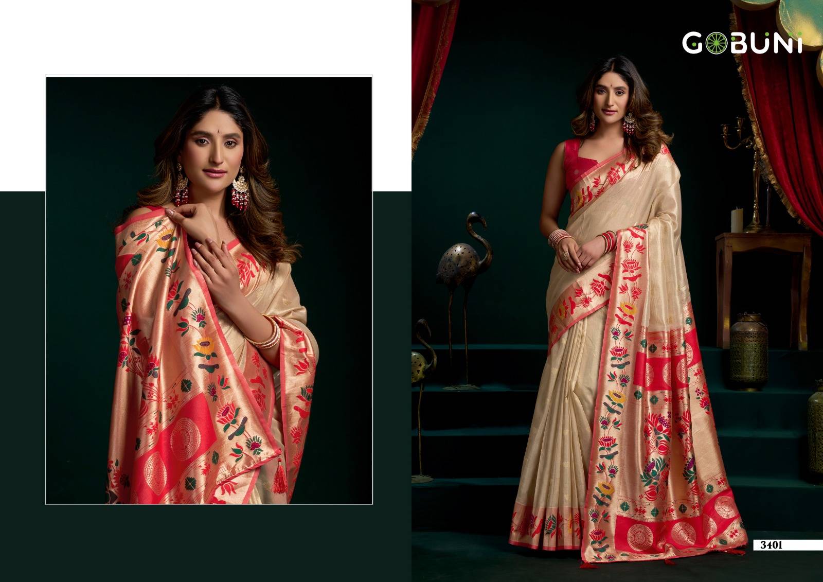 SEERAT BY GOBUNI 3401 TO 3406 Series Indian Traditional Wear Collection Beautiful Stylish Fancy Colorful Occasional Wear Tissue Sarees At Wholesale Price